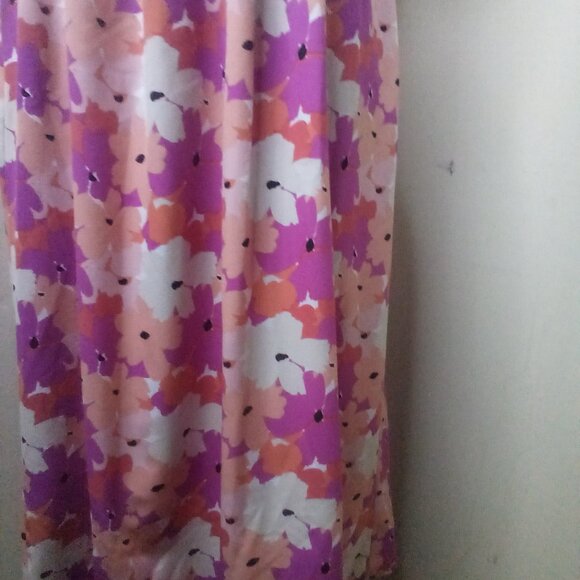 Michelle McDowell Dress Women M ? Short Ruffle Sleeve Smocked Floral Pink Orange - Picture 6 of 16